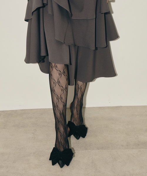 VIOLETTA（ヴィオレッタ）の「【select】リボンレースタイツ（タイツ/ストッキング・レディース・ホワイト/ブラック・FREE）」の5枚目の写真