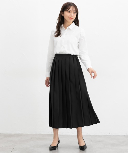 Honeys（ハニーズ）の「【らくらくアイロン】らくらく伸縮シャツ（ビジネスシャツ・レディース・ブラック/ライトブルー/グレイッシュベージュ/ホワイト×ブルー/ホワイト/サックスブルー系/ブルー系その他/ラベンダー/ホワイト×ネイビー・S/M/L/LL/3L）」の11枚目の写真