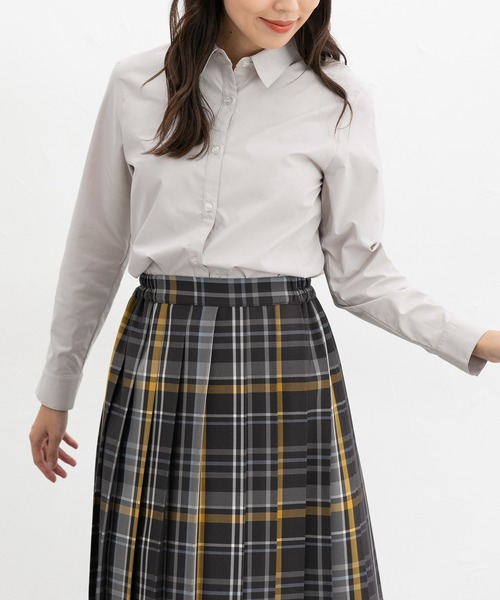 Honeys（ハニーズ）の「【らくらくアイロン】らくらく伸縮シャツ（ビジネスシャツ・レディース・ブラック/ライトブルー/グレイッシュベージュ/ホワイト×ブルー/ホワイト/サックスブルー系/ブルー系その他/ラベンダー/ホワイト×ネイビー・S/M/L/LL/3L）」の18枚目の写真