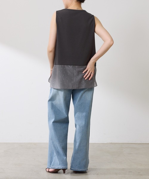 COLLAGE GALLARDAGALANTE（コラージュガリャルダガランテ）の「C′NOTE/裾シアータンク（キャミソール・レディース・ブラック/チャコールグレー/ホワイト/グレー/ネイビー・FREE）」の12枚目の写真