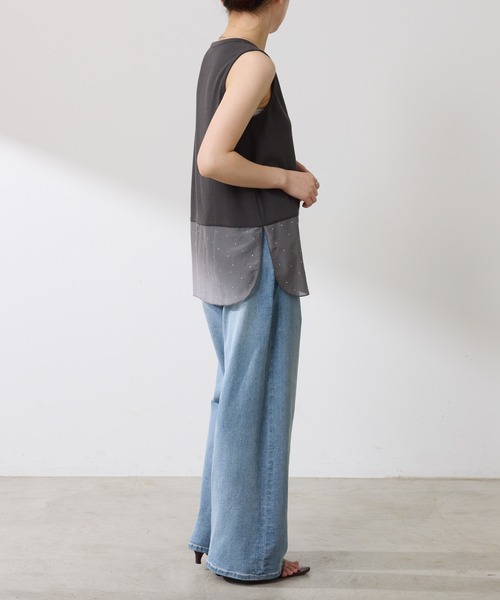 COLLAGE GALLARDAGALANTE（コラージュガリャルダガランテ）の「C′NOTE/裾シアータンク（キャミソール・レディース・ブラック/チャコールグレー/ホワイト/グレー/ネイビー・FREE）」の13枚目の写真