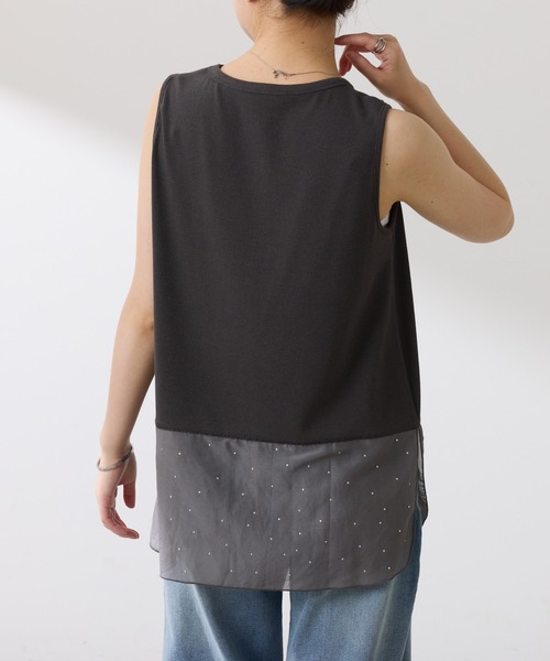 COLLAGE GALLARDAGALANTE（コラージュガリャルダガランテ）の「C′NOTE/裾シアータンク（キャミソール・レディース・ブラック/チャコールグレー/ホワイト/グレー/ネイビー・FREE）」の9枚目の写真