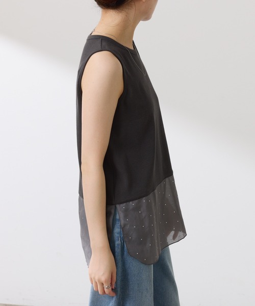 COLLAGE GALLARDAGALANTE（コラージュガリャルダガランテ）の「C′NOTE/裾シアータンク（キャミソール・レディース・ブラック/チャコールグレー/ホワイト/グレー/ネイビー・FREE）」の10枚目の写真