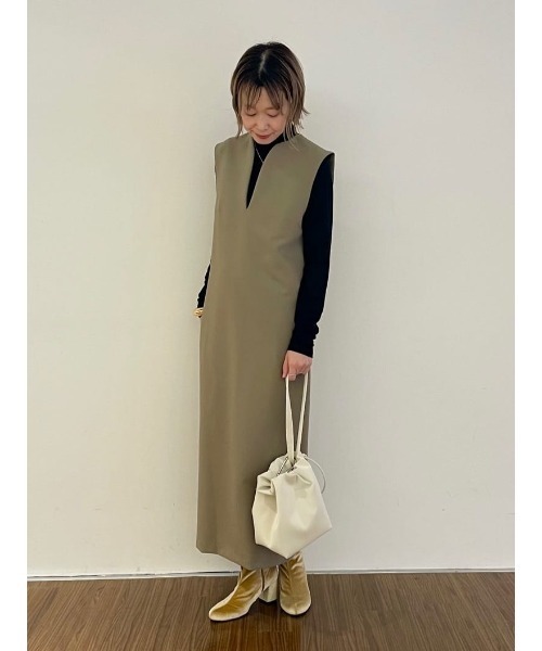 cloenc（クロエンス）の「◆キーネック ジャンパースカート（ワンピース・レディース・ブラック/カーキ・01/02/03）」の3枚目の写真