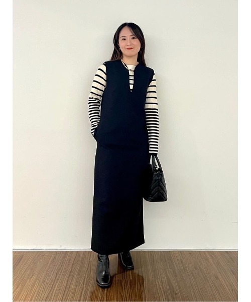 cloenc（クロエンス）の「◆キーネック ジャンパースカート（ワンピース・レディース・ブラック/カーキ・01/02/03）」の4枚目の写真