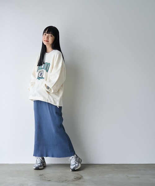 coen（コーエン）の「ピグメントリブイージーナロースカート（スカート・レディース・ロイヤルブルー/ダークグレー/ブラウン/ナチュラル・L/M）」の9枚目の写真