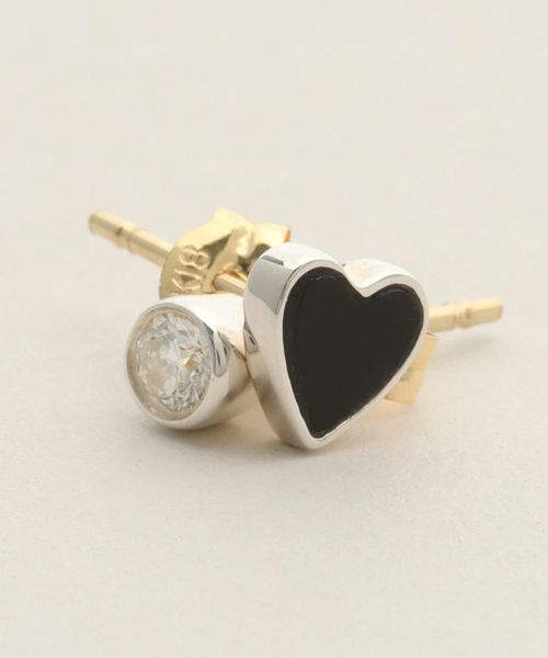 GIGI ELLE SHOP別注 Vis stone heart ピアス SOPHISTICATED VINTAGE / Vis stone earrings (heart) / Onyx