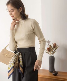 ELENAスパンコール襟デザイン ニット