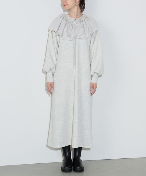 BEAMS HEART(ビームスハート)の「フリル付き スウェット ワンピース(ワンピース・レディース・ホワイト系その他5/チャコールグレー・FREE)」の9枚目の写真