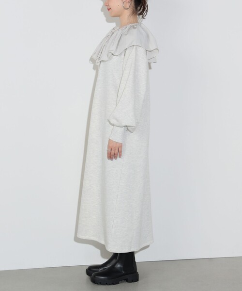 BEAMS HEART(ビームスハート)の「フリル付き スウェット ワンピース(ワンピース・レディース・ホワイト系その他5/チャコールグレー・FREE)」の10枚目の写真