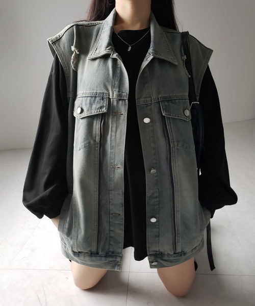 80-90's vintage デニムジャケット ベスト 2WAY ギミック 80-90's vintage デニムジャケット ベスト 2WAY ギミック