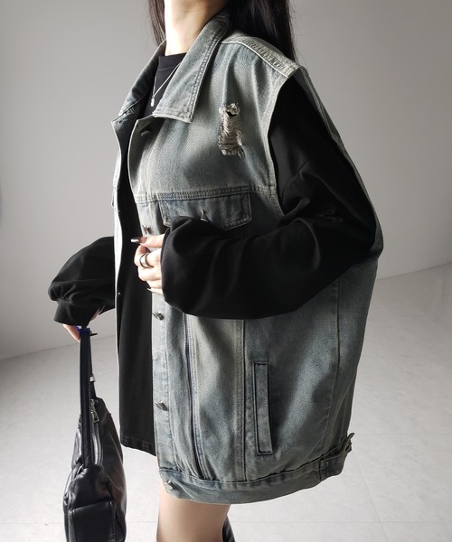 ameri vintage ベストレイヤードデニムジャケット Ameri アメリヴィンテージ ベストレイヤードデニムジャケット