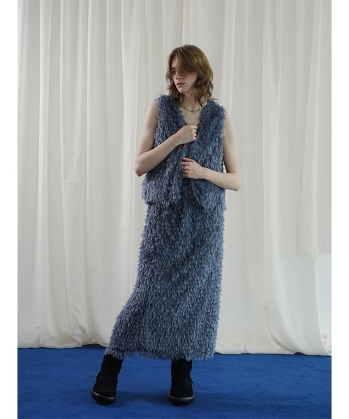 :ETHROF（イーサオブ）の「GLITTER FEATHER VEST（ベスト・レディース・ブラック/グレー/ブルー・MEDIUM）」の3枚目の写真