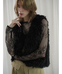 GLITTER FEATHER VEST