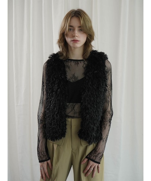 :ETHROF（イーサオブ）の「GLITTER FEATHER VEST（ベスト・レディース・ブラック/グレー/ブルー・MEDIUM）」の11枚目の写真