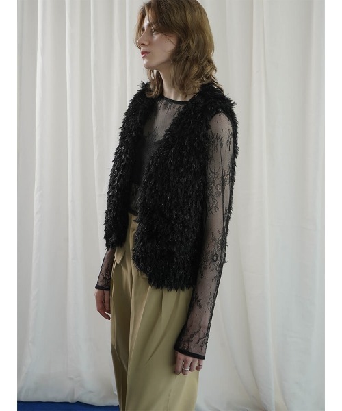 :ETHROF（イーサオブ）の「GLITTER FEATHER VEST（ベスト・レディース・ブラック/グレー/ブルー・MEDIUM）」の12枚目の写真
