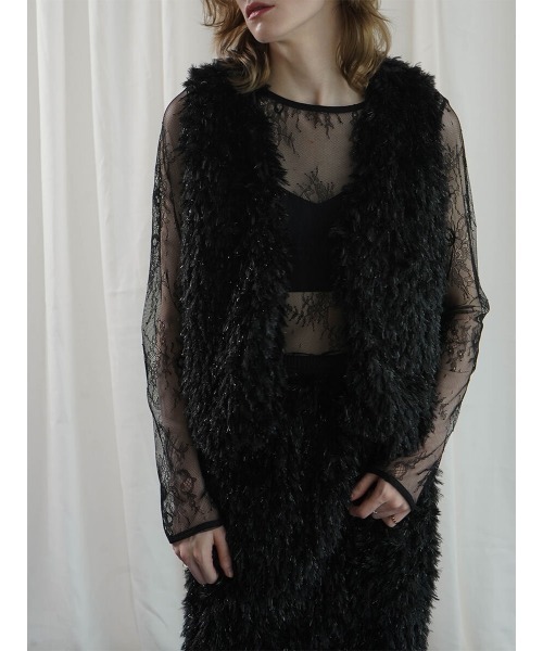 :ETHROF（イーサオブ）の「GLITTER FEATHER VEST（ベスト・レディース・ブラック/グレー/ブルー・MEDIUM）」の13枚目の写真