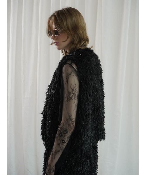 :ETHROF（イーサオブ）の「GLITTER FEATHER VEST（ベスト・レディース・ブラック/グレー/ブルー・MEDIUM）」の14枚目の写真