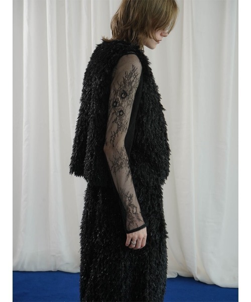 :ETHROF（イーサオブ）の「GLITTER FEATHER VEST（ベスト・レディース・ブラック/グレー/ブルー・MEDIUM）」の15枚目の写真