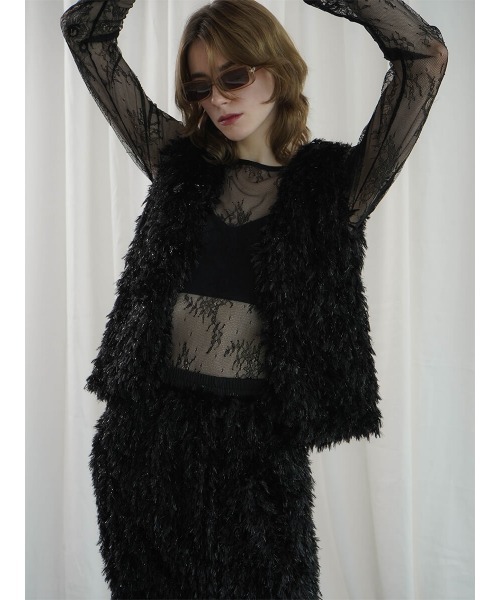 :ETHROF（イーサオブ）の「GLITTER FEATHER VEST（ベスト・レディース・ブラック/グレー/ブルー・MEDIUM）」の16枚目の写真