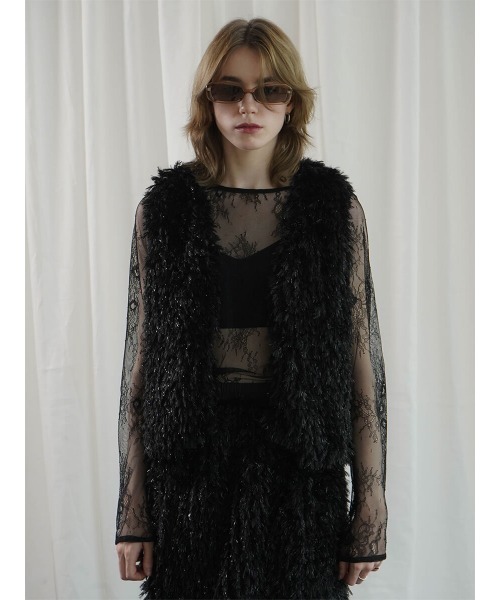 :ETHROF（イーサオブ）の「GLITTER FEATHER VEST（ベスト・レディース・ブラック/グレー/ブルー・MEDIUM）」の18枚目の写真