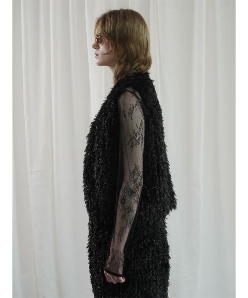 :ETHROF（イーサオブ）の「GLITTER FEATHER VEST（ベスト・レディース・ブラック/グレー/ブルー・MEDIUM）」の19枚目の写真
