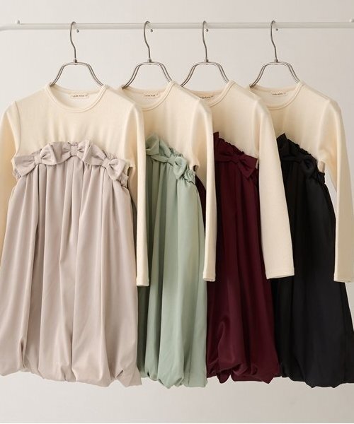 Lycee mine（リセマイン）の「【あったかアイテム】ドッキングバルーンワンピース（ワンピース・キッズ・アッシュグレー/エンジ/ミント/ブラック・120cm/110cm/100cm/130cm/150cm/140cm）」の16枚目の写真