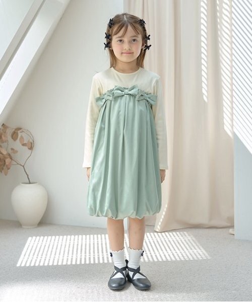 Lycee mine（リセマイン）の「【あったかアイテム】ドッキングバルーンワンピース（ワンピース・キッズ・アッシュグレー/エンジ/ミント/ブラック・120cm/110cm/100cm/130cm/150cm/140cm）」の11枚目の写真