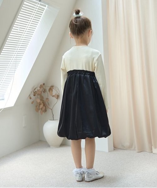 Lycee mine（リセマイン）の「【あったかアイテム】ドッキングバルーンワンピース（ワンピース・キッズ・アッシュグレー/エンジ/ミント/ブラック・120cm/110cm/100cm/130cm/150cm/140cm）」の6枚目の写真