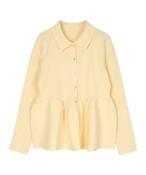 UR'S（ユアーズ）の「ウエストペプラムポロニットカーディガン（カーディガン/ボレロ・レディース・ネイビー/イエロー/ホワイト/ライトブルー/グレイッシュベージュ/ミント・S/M/L）」の9枚目の写真