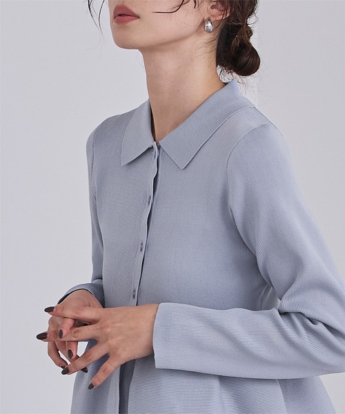 UR'S（ユアーズ）の「ウエストペプラムポロニットカーディガン（カーディガン/ボレロ・レディース・ネイビー/イエロー/ホワイト/ライトブルー/グレイッシュベージュ/ミント・S/M/L）」の11枚目の写真