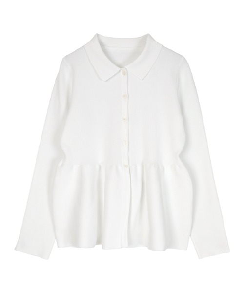 UR'S（ユアーズ）の「ウエストペプラムポロニットカーディガン（カーディガン/ボレロ・レディース・ネイビー/イエロー/ホワイト/ライトブルー/グレイッシュベージュ/ミント・S/M/L）」の21枚目の写真