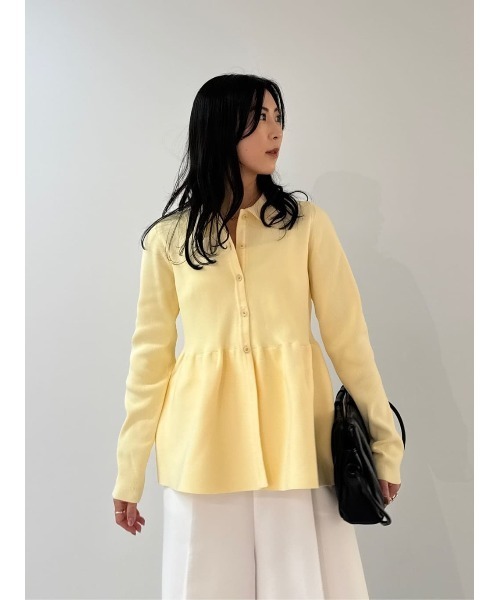 UR'S（ユアーズ）の「ウエストペプラムポロニットカーディガン（カーディガン/ボレロ・レディース・ネイビー/イエロー/ホワイト/ライトブルー/グレイッシュベージュ/ミント・S/M/L）」の22枚目の写真