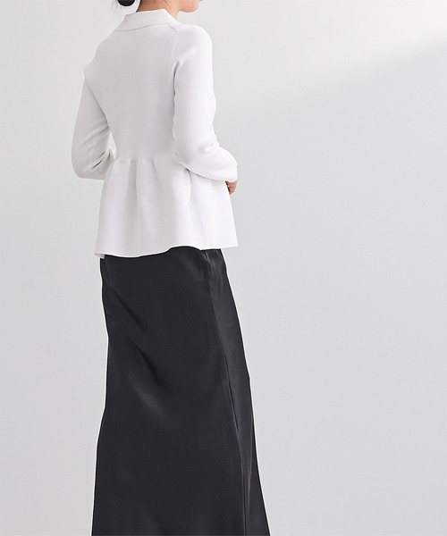 UR'S（ユアーズ）の「ウエストペプラムポロニットカーディガン（カーディガン/ボレロ・レディース・ネイビー/イエロー/ホワイト/ライトブルー/グレイッシュベージュ/ミント・S/M/L）」の13枚目の写真