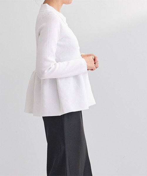 UR'S（ユアーズ）の「ウエストペプラムポロニットカーディガン（カーディガン/ボレロ・レディース・ネイビー/イエロー/ホワイト/ライトブルー/グレイッシュベージュ/ミント・S/M/L）」の14枚目の写真