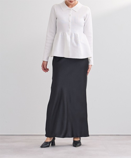 UR'S（ユアーズ）の「ウエストペプラムポロニットカーディガン（カーディガン/ボレロ・レディース・ネイビー/イエロー/ホワイト/ライトブルー/グレイッシュベージュ/ミント・S/M/L）」の15枚目の写真