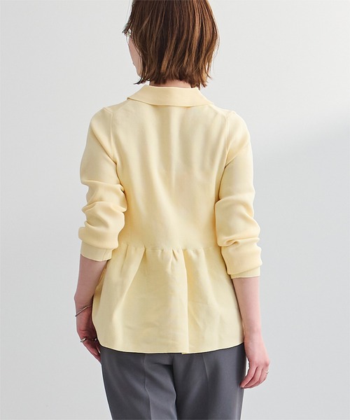 UR'S（ユアーズ）の「ウエストペプラムポロニットカーディガン（カーディガン/ボレロ・レディース・ネイビー/イエロー/ホワイト/ライトブルー/グレイッシュベージュ/ミント・S/M/L）」の18枚目の写真