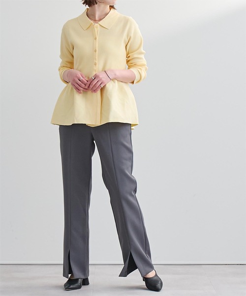 UR'S（ユアーズ）の「ウエストペプラムポロニットカーディガン（カーディガン/ボレロ・レディース・ネイビー/イエロー/ホワイト/ライトブルー/グレイッシュベージュ/ミント・S/M/L）」の20枚目の写真