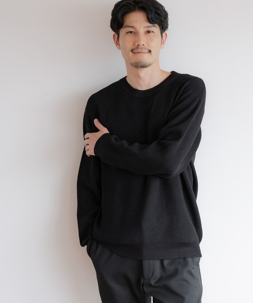 GLOBAL WORK(グローバルワーク)の「アンチピリングワッフルニット/116381(ニット/セーター・メンズ・アイボリー/ブラック/グレー/グレイッシュベージュ/グリーン/ネイビー・SMALL/MEDIUM/LARGE/X-LARGE)」の10枚目の写真