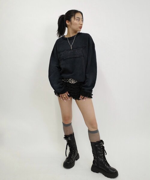 WHO'S WHO gallery（フーズフーギャラリー）の「【KOOKY'N/クーキー】BRONX パッチ刺繍スウェット（スウェット・レディース・ネイビー/チャコールグレー/ブラック・MEDIUM/LARGE）」の4枚目の写真