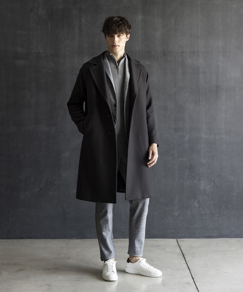 MONSIEUR NICOLE（ムッシュニコル）の「MILIOR カシミヤ混ウールメルトン チェスターコート（チェスターコート・メンズ・ブラック/チャコールグレー・MEDIUM/LARGE/X-LARGE）」の3枚目の写真