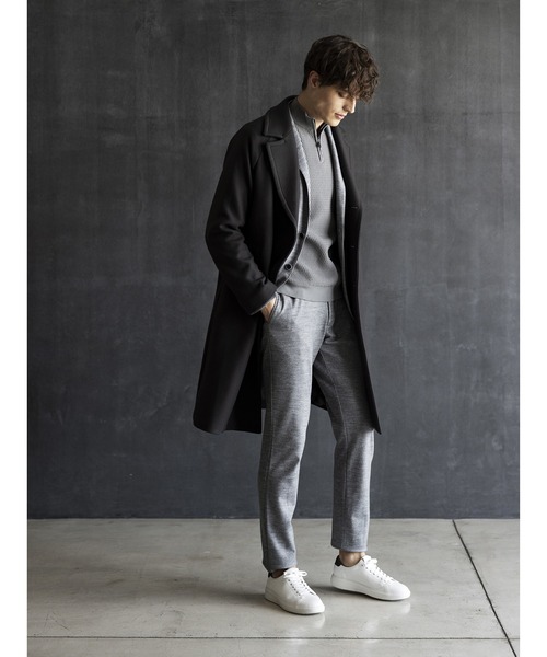 MONSIEUR NICOLE（ムッシュニコル）の「MILIOR カシミヤ混ウールメルトン チェスターコート（チェスターコート・メンズ・ブラック/チャコールグレー・MEDIUM/LARGE/X-LARGE）」の4枚目の写真