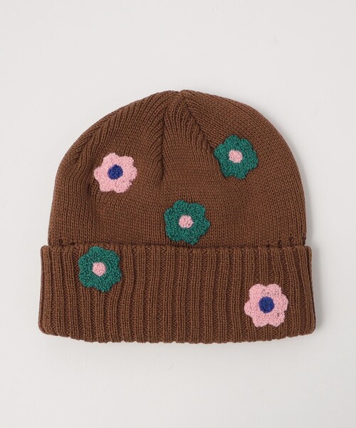 green label relaxing(グリーンレーベルリラクシング)の「GLR フラワービーニー / ニット帽 / キッズ(ニットキャップ/ビーニー・キッズ・ブラウン/ブラック/グレー・FREE)」の3枚目の写真