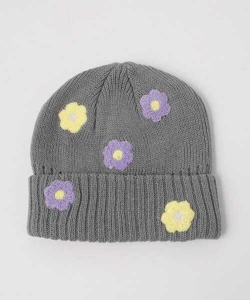 green label relaxing(グリーンレーベルリラクシング)の「GLR フラワービーニー / ニット帽 / キッズ(ニットキャップ/ビーニー・キッズ・ブラウン/ブラック/グレー・FREE)」の4枚目の写真