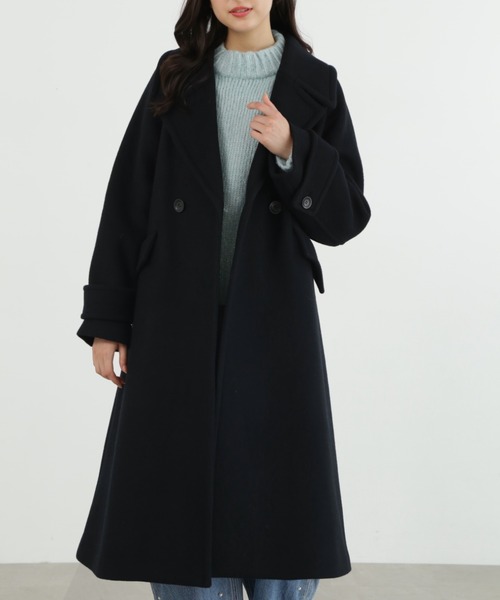 JILL STUART（ジルスチュアート）の「ダブルビーバーロングコート（ピーコート・レディース・ブラウン/ベージュ/ブラック・MEDIUM/SMALL）」の2枚目の写真