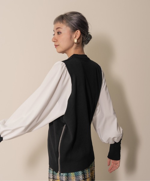 DOLLUPOOPS(ドールアップウップス)の「【ZOZO限定商品】サイドジッププリーツニットトップス(ニット/セーター・レディース・グレー/ブラック・38)」の10枚目の写真