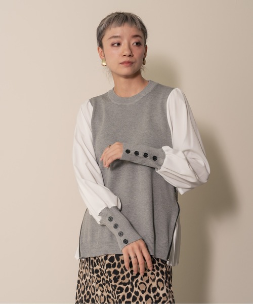DOLLUPOOPS(ドールアップウップス)の「【ZOZO限定商品】サイドジッププリーツニットトップス(ニット/セーター・レディース・グレー/ブラック・38)」の12枚目の写真