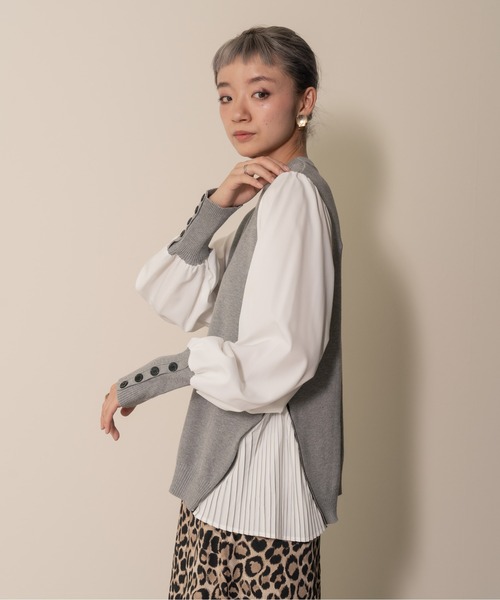 DOLLUPOOPS(ドールアップウップス)の「【ZOZO限定商品】サイドジッププリーツニットトップス(ニット/セーター・レディース・グレー/ブラック・38)」の13枚目の写真