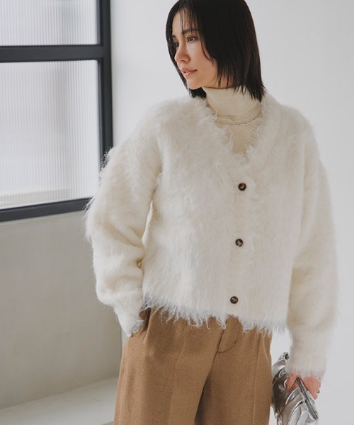 RASW（ラス）の「[RASW]2wayシャギーニットカーディガン（カーディガン/ボレロ・レディース・アイボリー/グレー・M/L）」の5枚目の写真