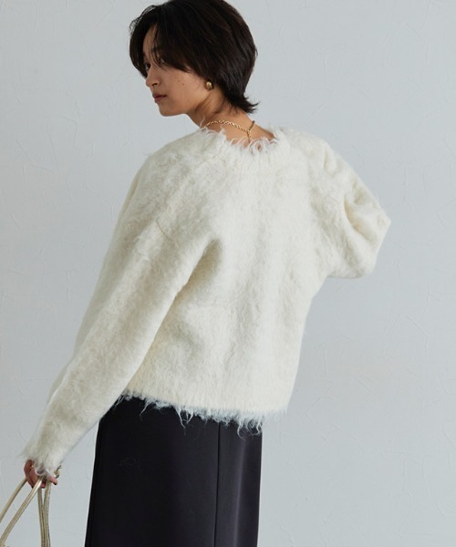 RASW（ラス）の「[RASW]2wayシャギーニットカーディガン（カーディガン/ボレロ・レディース・アイボリー/グレー・M/L）」の3枚目の写真